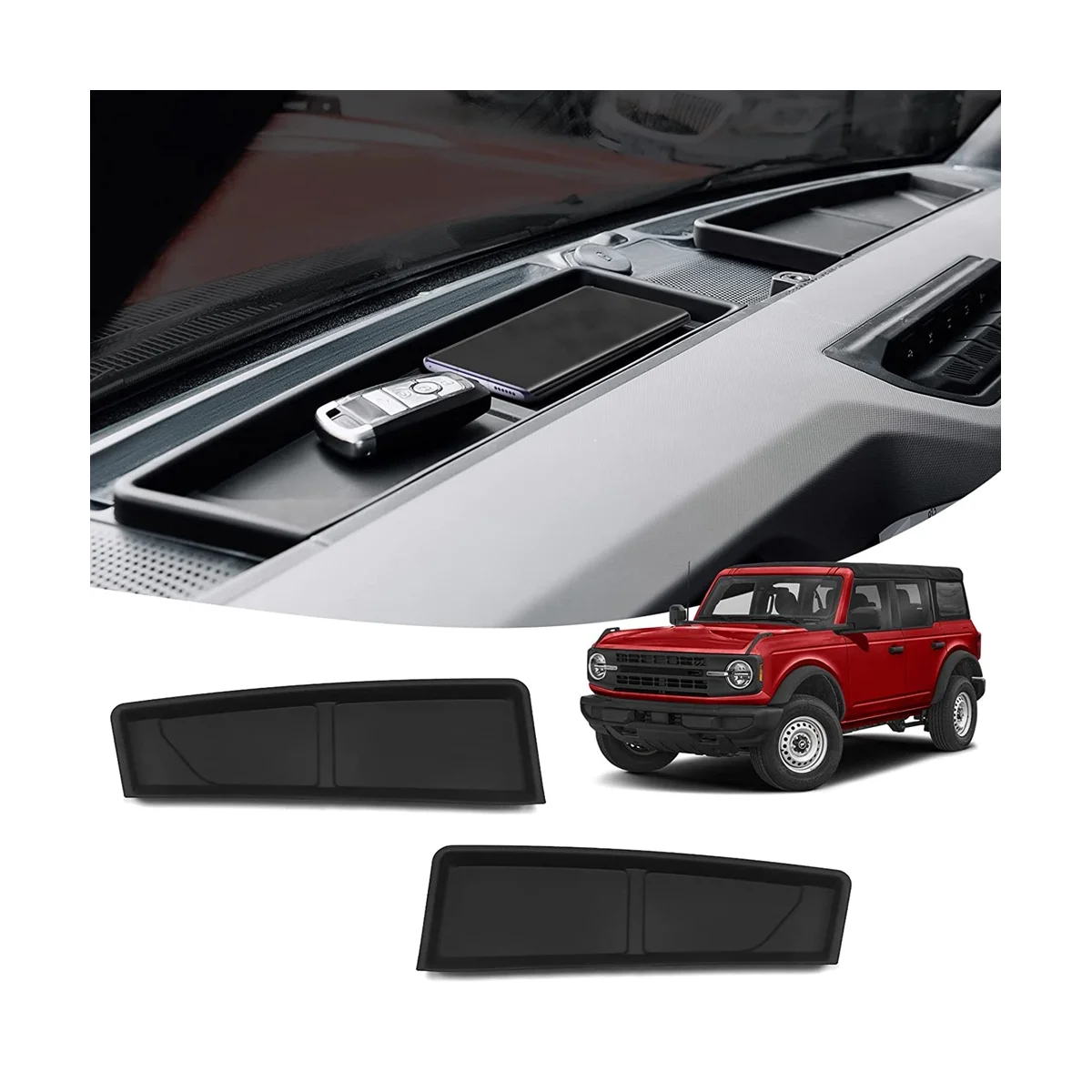 Car Dashboard Pad for 2021 2022 Ford Bronco 2/4 Door Accessories Dashboard Mat Cover Tray TPE Dash Pad Liner