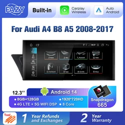 Lecteur de Limitation Android 14 pour Audi A4 B8 A5 2008-2017 MMI 2G 3G Auto Radio CarPlay, Navigation GPS Stéréo DSP 4G WiFi Netlifx