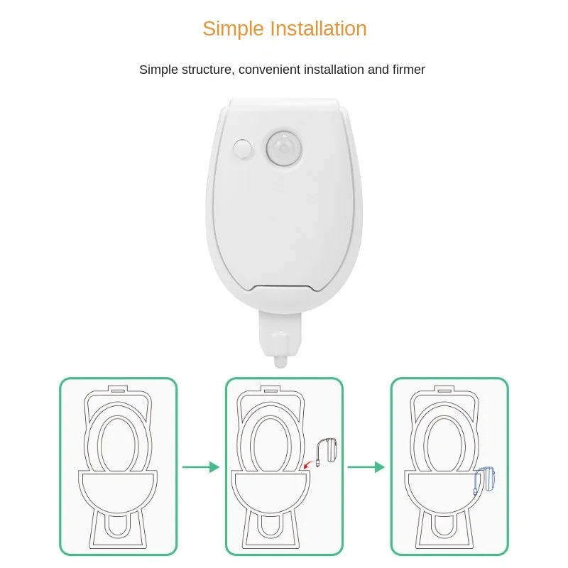 トイレ用モーションセンサー付き防水LEDランプ,便座ライト,バックライト付き,7色ライト