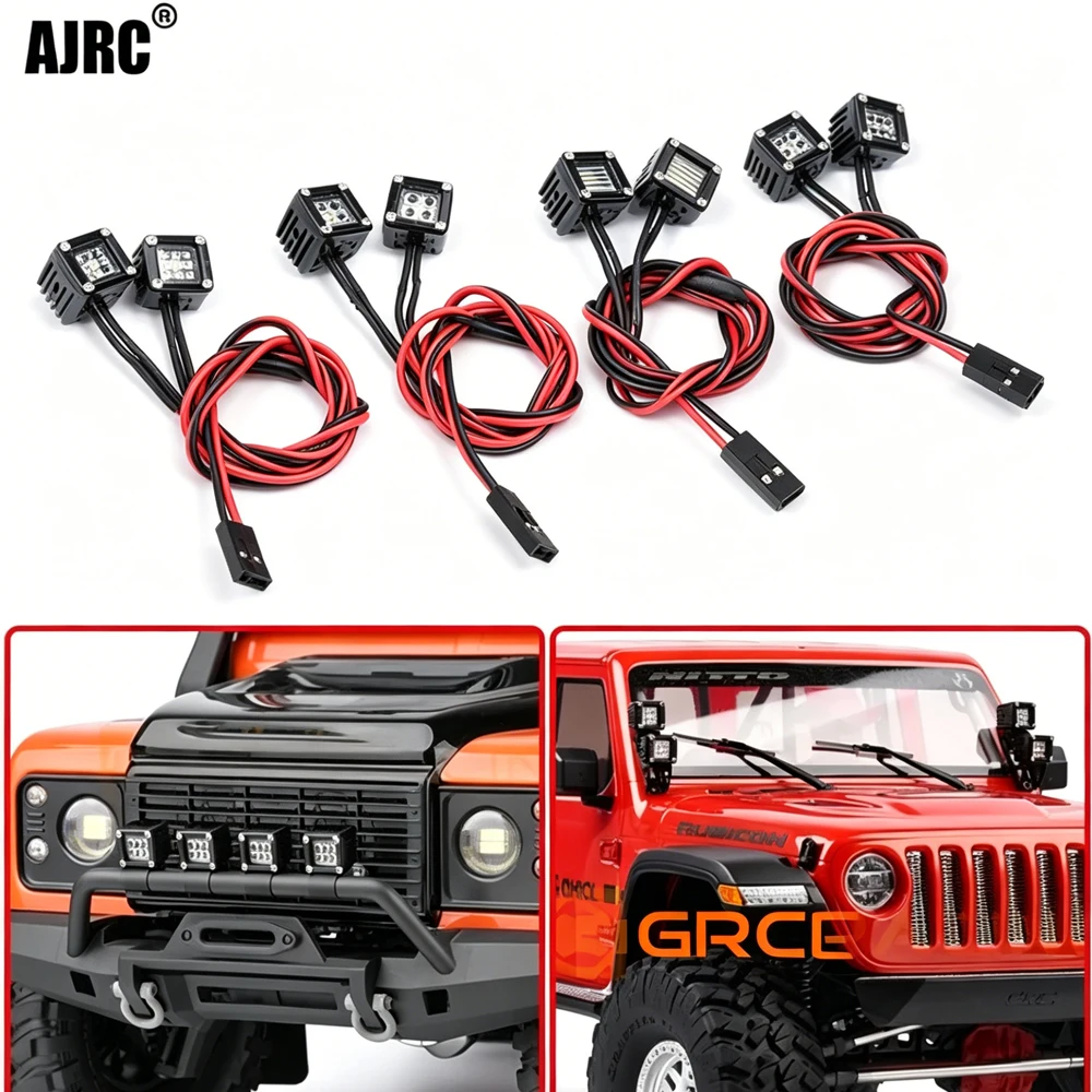 Ajrc 1/10 Crawler Remote Control Car Bumper Spotlight A-pillar Searchlight Roof Light Suitable For Trx4 Trx6 Axial Scx10 Yikong