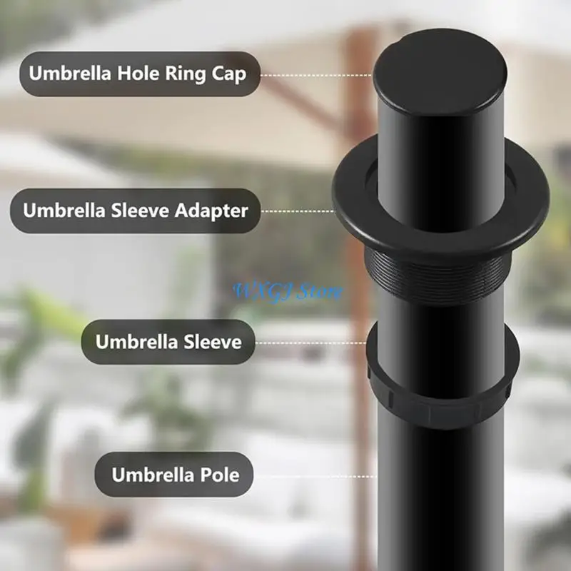37JE Outdoor Table Umbrella Hole Insert Set for 1.63 Inch Clearance