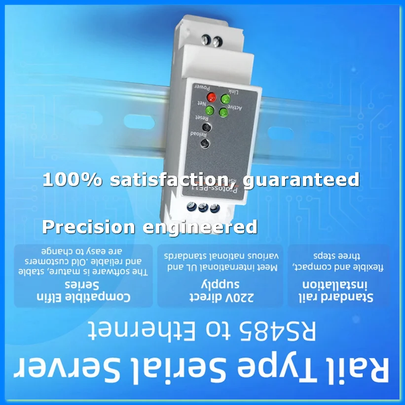 

DIN-Rail Serial Port RS485 to Ethernet Converter Server Protoss MQTT PE11-H Support Modbus RTU-A23R