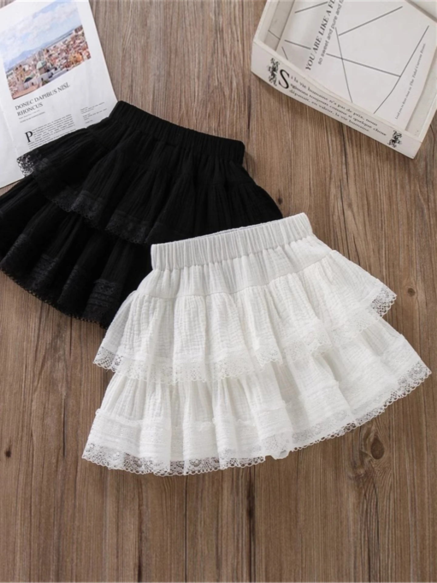 

Korean Style High Waist A-Line Short Skirt Lace Patchwork Puffy Cake Skirt Women plus Size Spring New Small Height