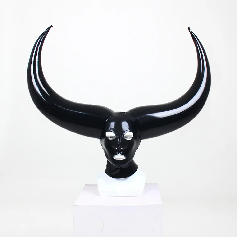 

latex inflatable mask hood horn party inflatable hood 0.4mm cosplay halloween inflable hood