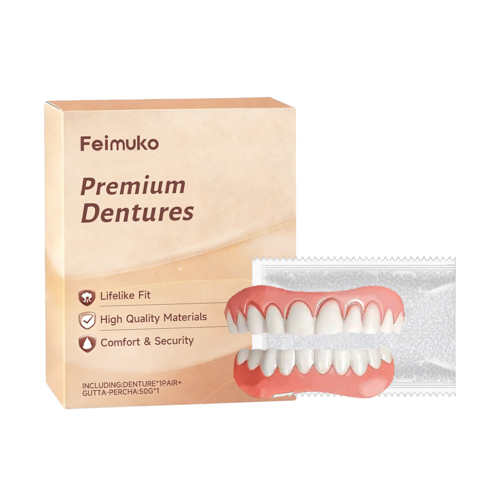 Resin Denture Set Soft Dentures Upper Lower Veneers False Teeth Comfortable Smile Enhancer Temporary Silicone Fake Teeth Set