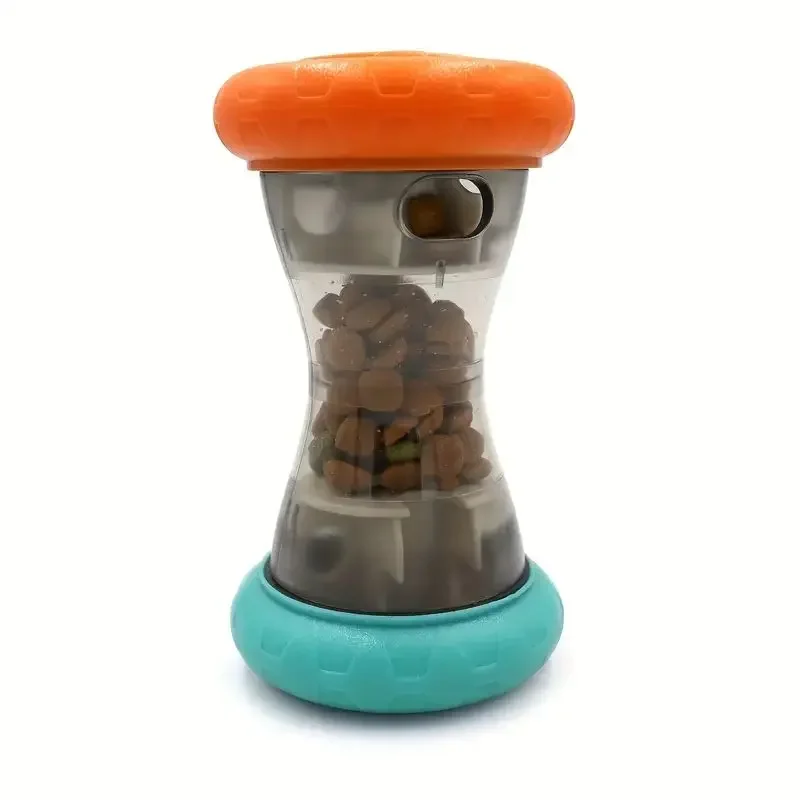 Pet Dog Dispensing Puzzle Toy for Small Dogs Interactive Chase Perfect Replacement for Slow Feeding Dog Bowls Barbell Shape