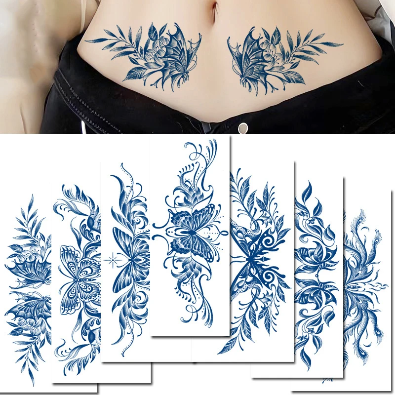 

Realistic Butterfly Fake Tattoo Stickers Chest Patch For Girls 3D Temporary Arm Leg Chest Body Tattoos Washable Tattoos