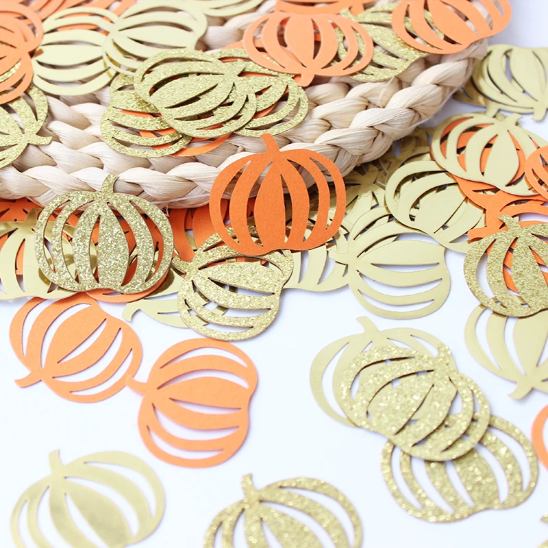 100pcs autumn pumpkin confetti, autumn harvest Thanksgiving and Halloween confetti, birthday and wedding party desktop decoratio