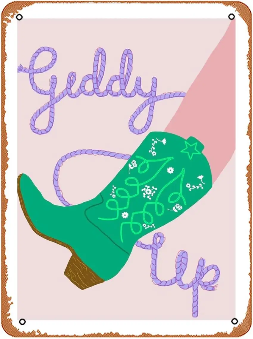 Muecddoa Giddy Up Art Print - Vintage Poster   Retro Vintage Metal Tin Sign for Home Bar Pub Garage Decor Gifts