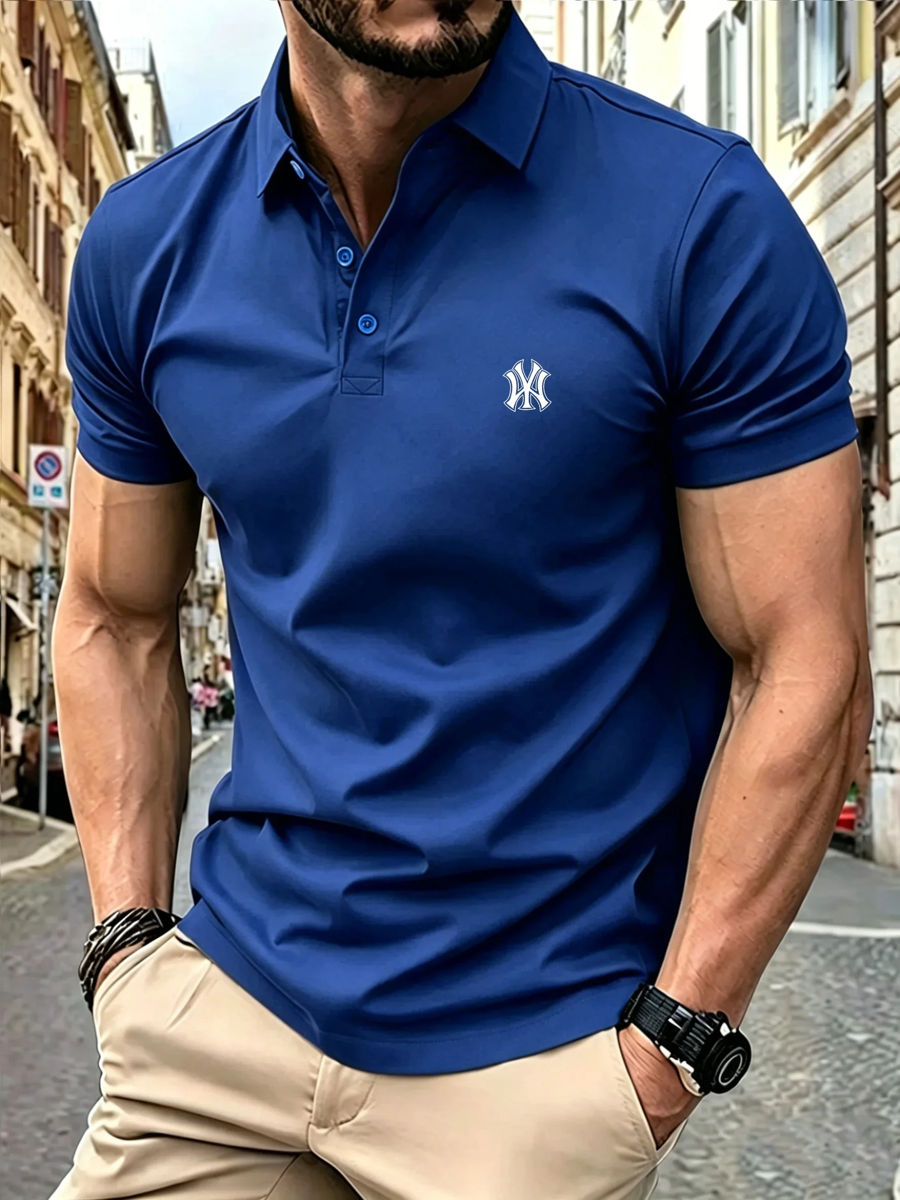26New Herren-T-Shirt, klassisches Kurzarm-Poloshirt, Sommer-Top, lässiges T-Shirt, S-4XL, lässiges Poloshirt, Herrenbekleidung, Poloshirt – Detail 2