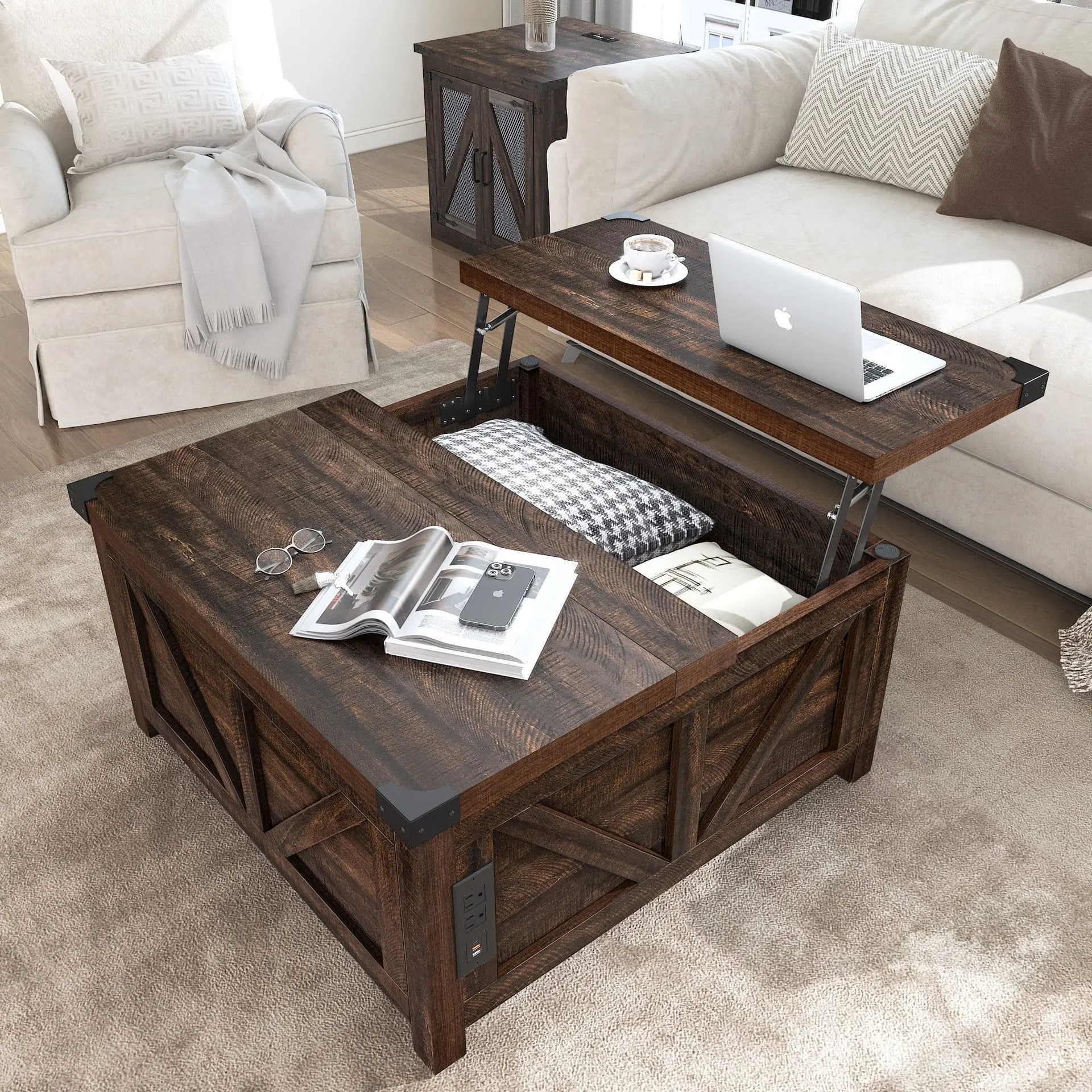 Grid storage table Customized household floor-to-ceiling living room coffee table Large capacity square storage coffee table