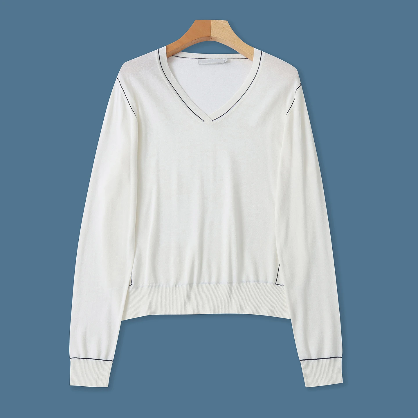 

Spring Autumn Women's Knitted Long Sve V-ne Spliced Faionable Casual College Sle Age-reducing Sweater