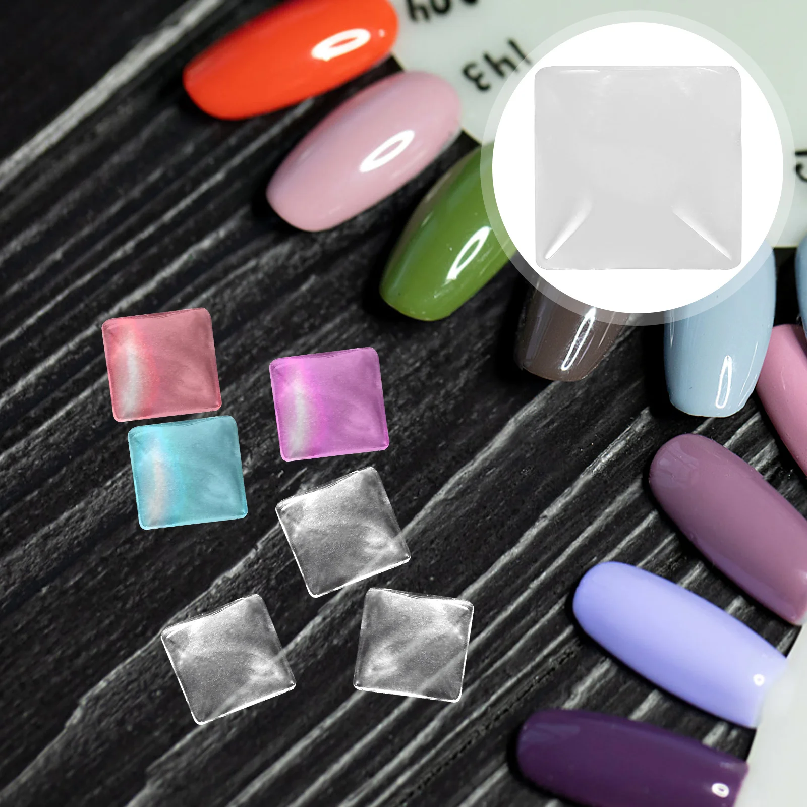 

100 Pcs Color Card Display Stand Nail Chart Heart Shape Gem Sticks Transparent Women's Tester Clear Gems