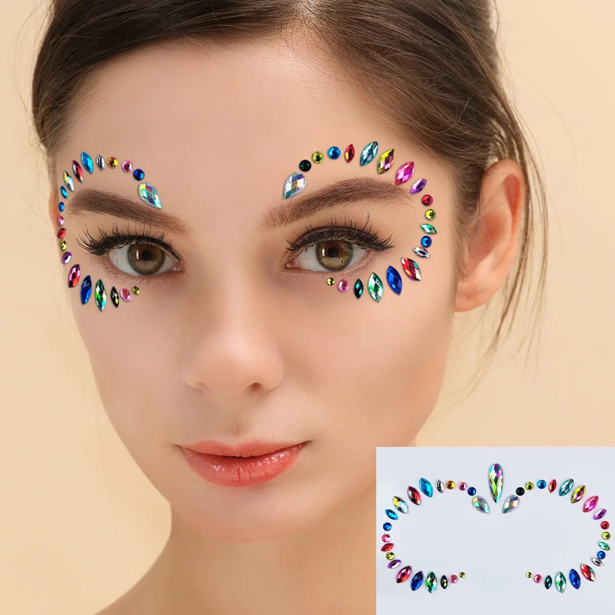 Disposable Temporary Tattoo Stickers Facial Jewelry Colored Crystal Diamonds DIY Eyes Face Body Waterproof Makeup Decorative Rhi