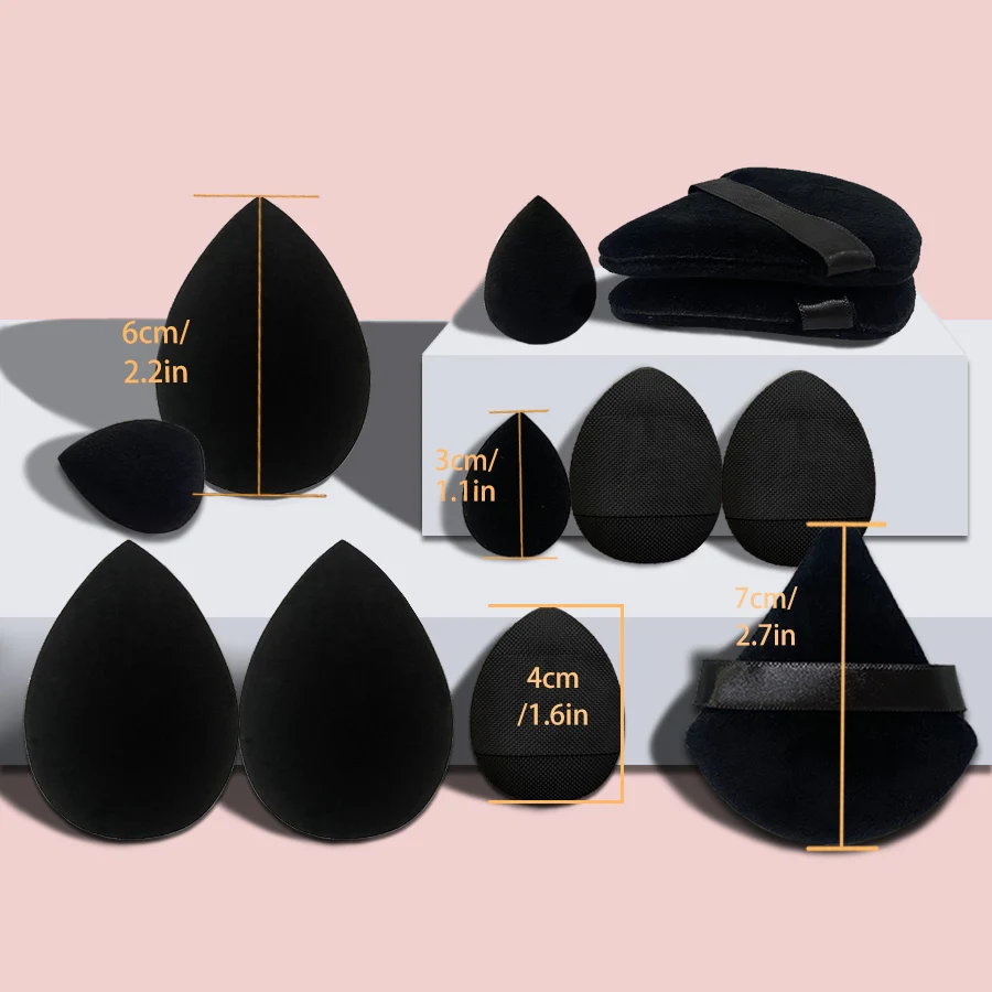 12pcs Makeup Tool Set Size Size Giant Soft Makeup Egg Makeup Powder Suitable for Base Makeup Corner Makeup Setting Novice Makeup