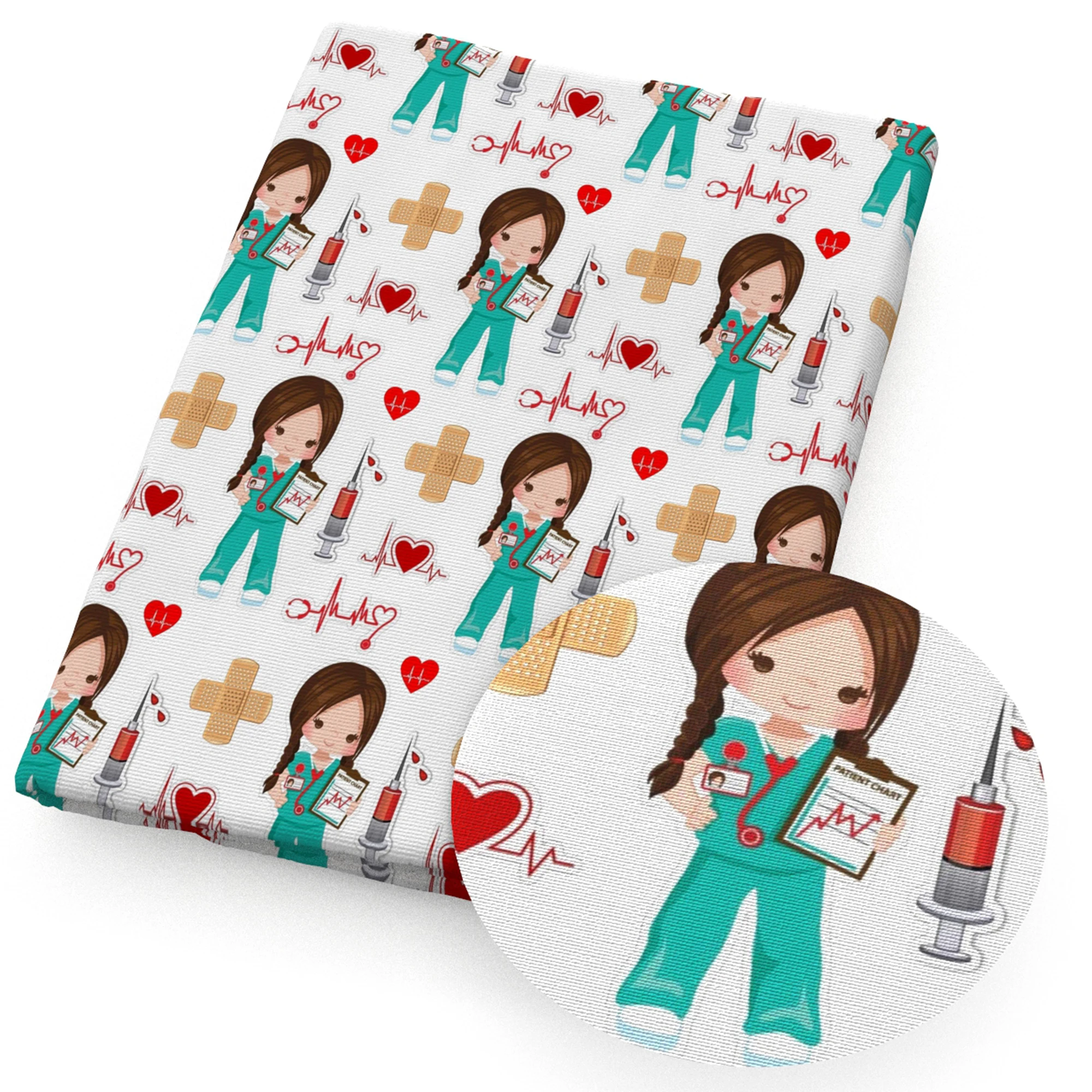 50x145cm Health Tooth Nurses Cotton Fabric Cloth Sewing Quilting Fabrics For Patchwork Needlework DIY Handmade Accessories