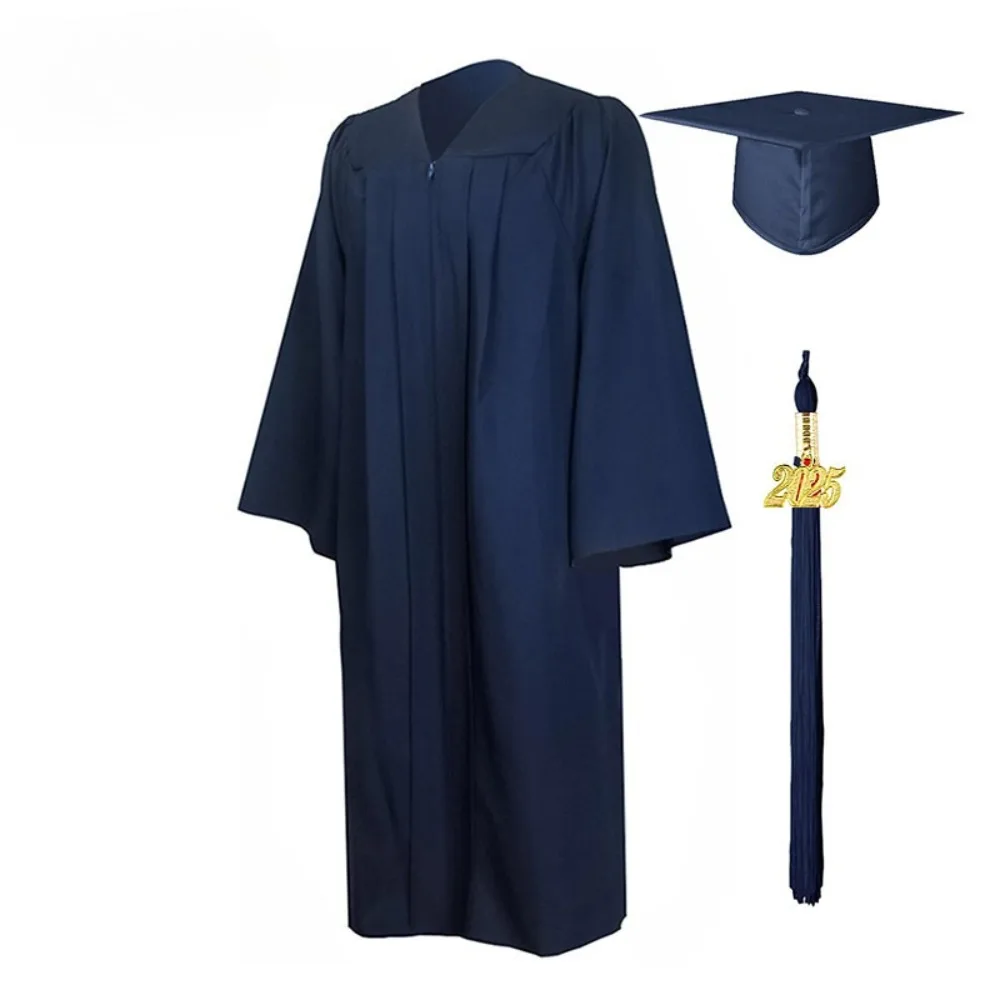 Conjunto de Toga de Formatura 2026 para Estudantes Universitários: Robe Acadêmico de Bacharel, Mestrado, Doutorado e Professor com Capelo e Borla