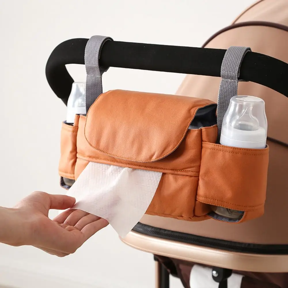 Large Capacity Baby Pram Organizer Multifunctional Detachable Design Stroller Hanging Bag Solid Color Insulated Pocket