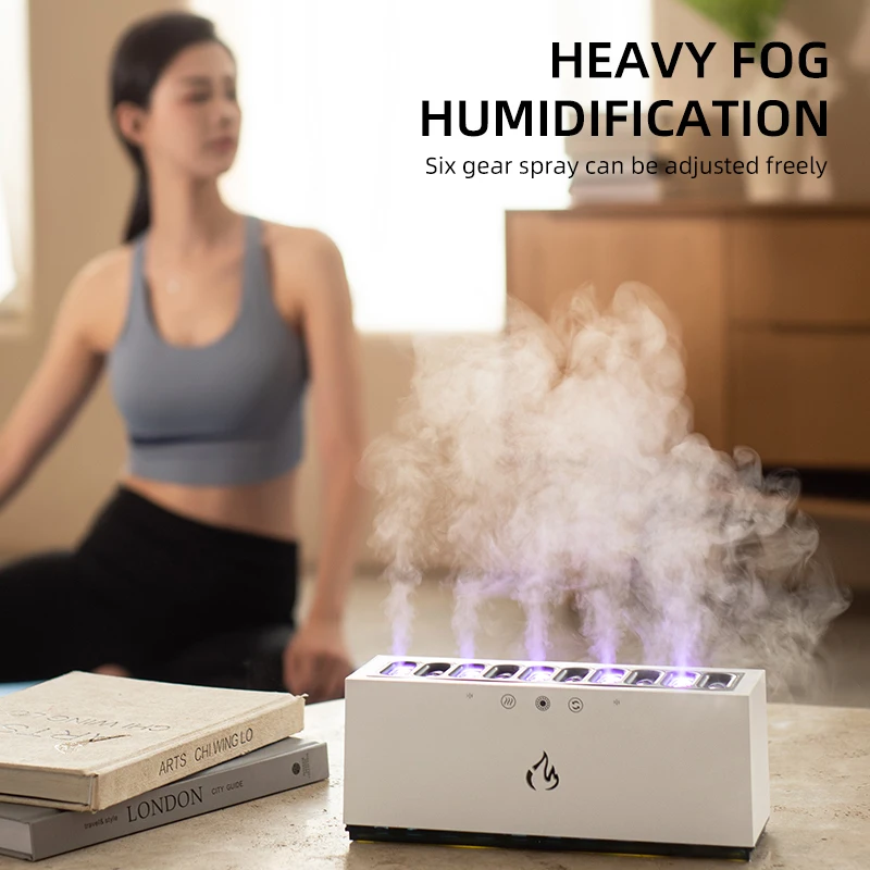 Hogar Heavy Fog Air Humidifier USB Ultrasonic Cool Mist Maker with RGB LED Lamp Follow Sound Rhythm Spray for Home Room Aroma Di