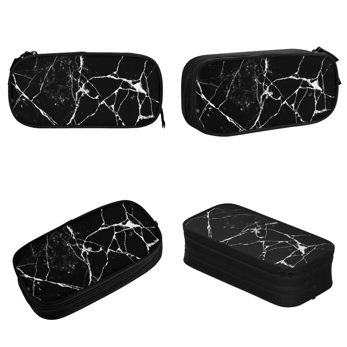 Black Marble Abstract Background Pencil Cases Creative Texture Pen Holder Bag Student Big Capacity School Supplies Pencil Box