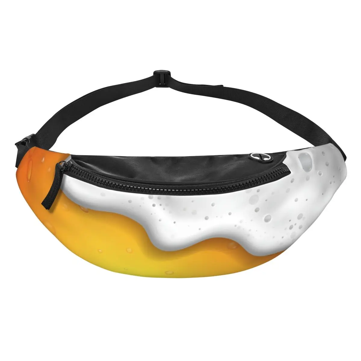 Custom Beer Bubbles Foam Fanny Pack for Women Men Cool Crossbody Waist Bag Cycling Camping Phone Money Pouch