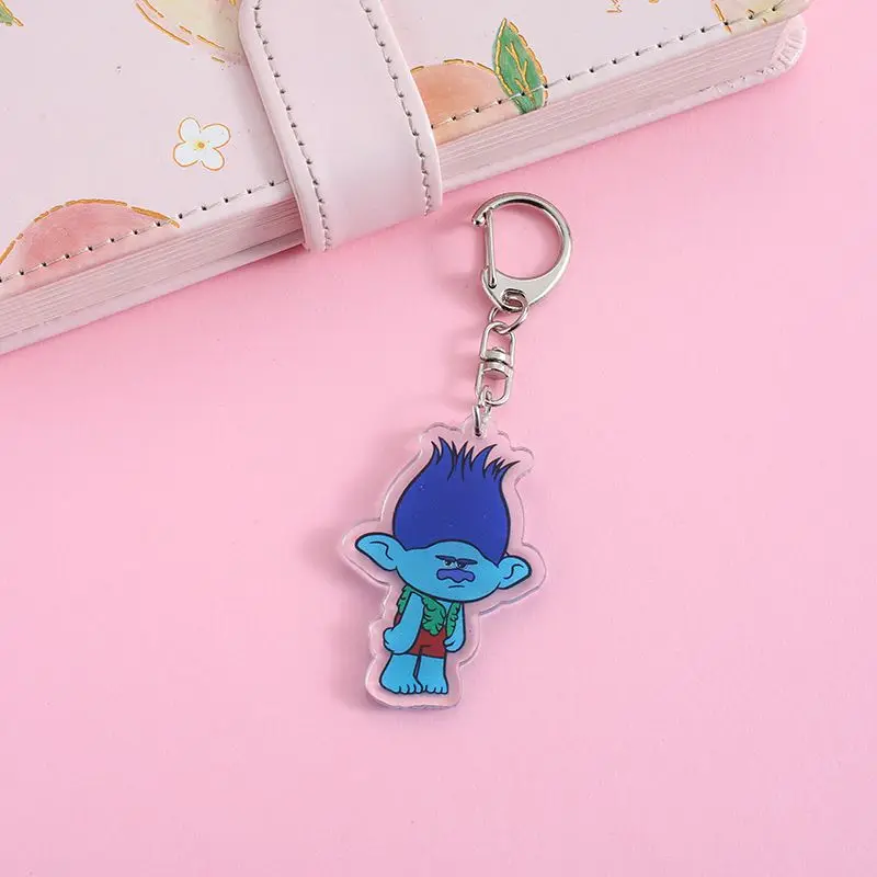 Acrylic Cartoon Anime Pendant Keychains Holder Car Key Chain Key Ring Phone Bag Hanging Jewelry Gifts Accessories Trolls