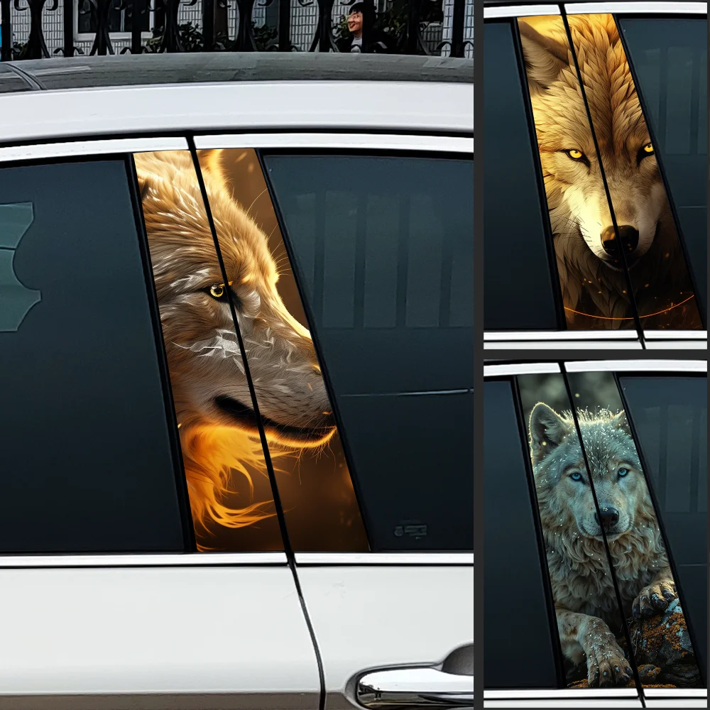 

Cold Wolf Car Stickers Car B-pillar Decal Waterproof Stickers Auto Center Pillar Sticker Cover Scratches Vehicle Decor Accessory