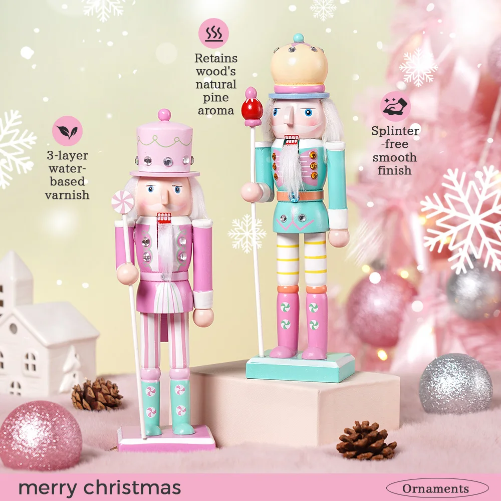 

25cm Nutcracker Figurine Colorful Statue Nutcracker Soldier Christmas Figurine Statue for Christmas Tree Decoration Painted Doll