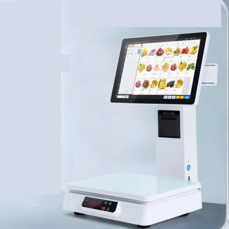 Identification and weighing cash register all-in-one machine, supermarket fresh payment scale