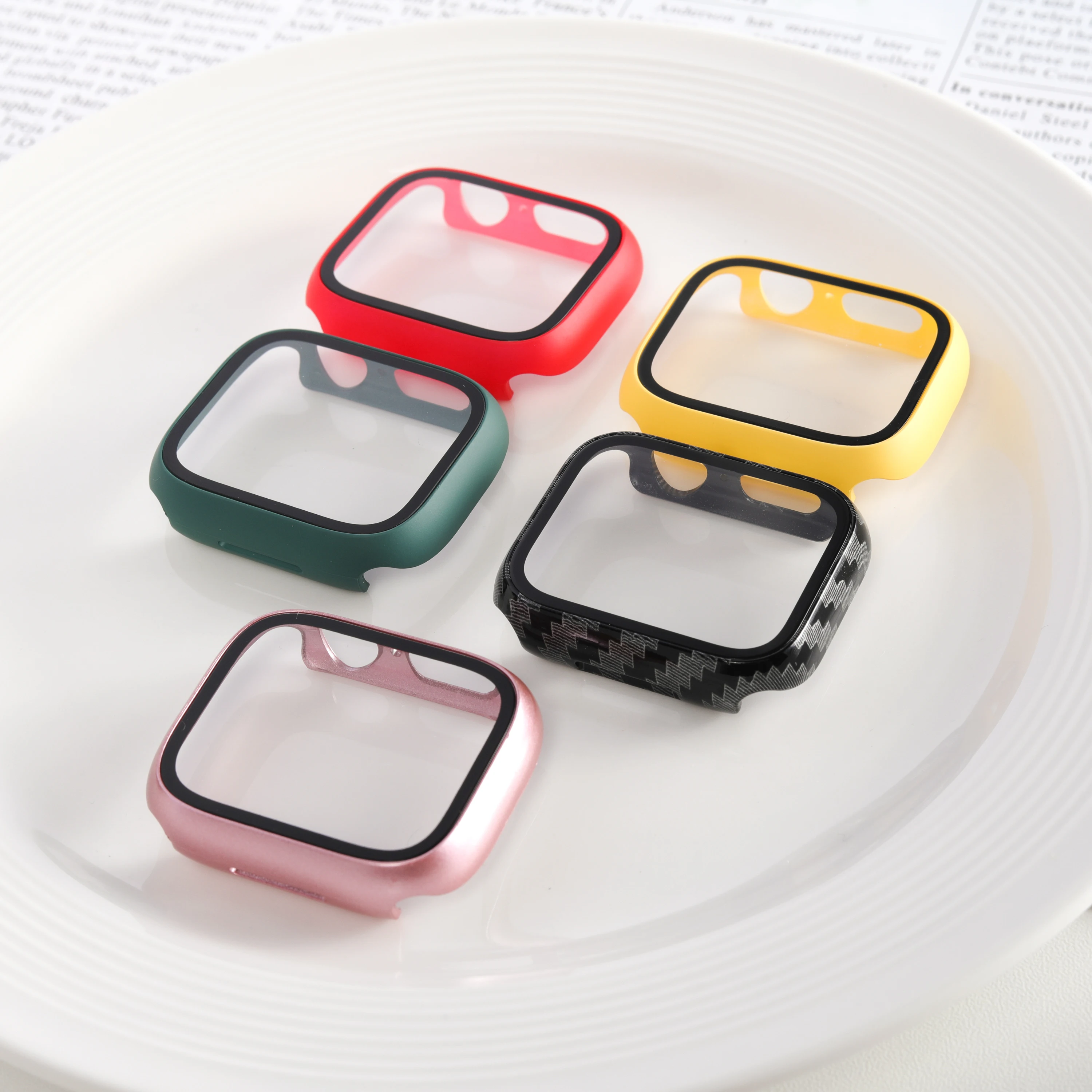 Für Apple Watch Case 11 10 9 8 7 6 5 SE 46 mm 42 mm 45 mm 44 mm Displayschutzfolie aus gehärtetem Glas PC-Stoßstangenabdeckung iWatch-Schutz