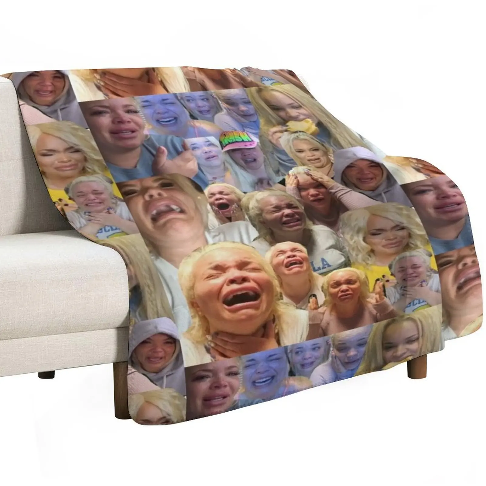 Trisha Pastas crying on her kitchen floor collage Throw Blanket Sofa Throw Hairy decorative bed plaid Decorative Sofa Blankets