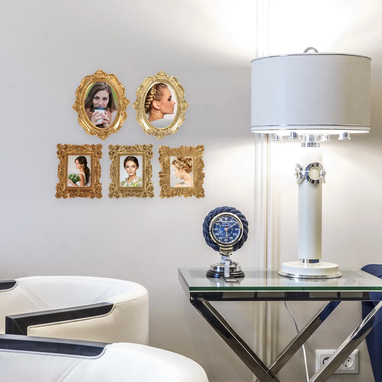 

5Pcs Small Photo Frames Set Vintage Style Resin Mini Frames for DIY Jewelry Display Decorative Picture Frame Props Art Craft