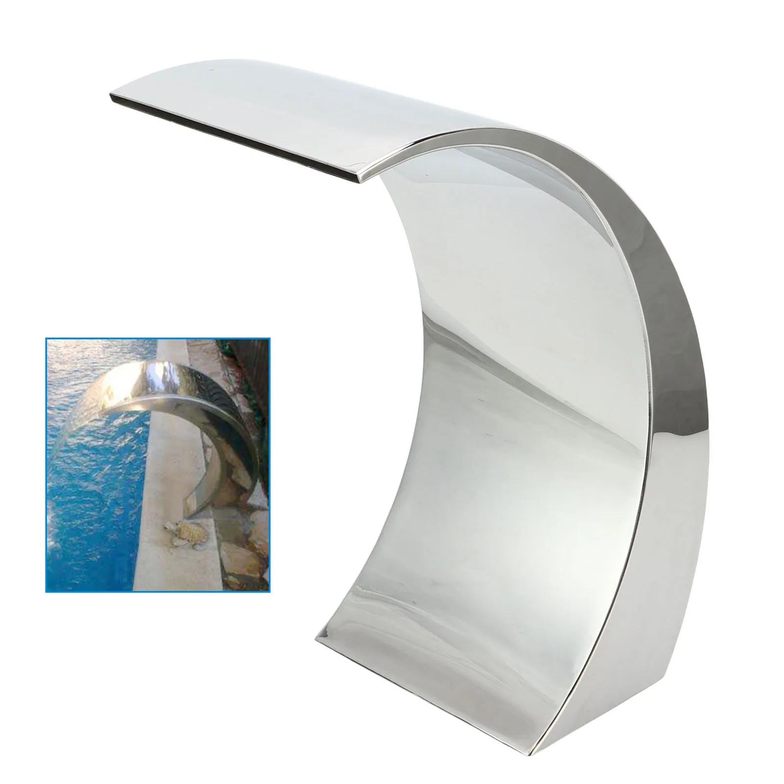 

Swimming Pool Waterfall Outlet Arc Hook Fountain Pool Nozzle Beautiful Shaped Uniform Water Flowing for Landscape Gardens