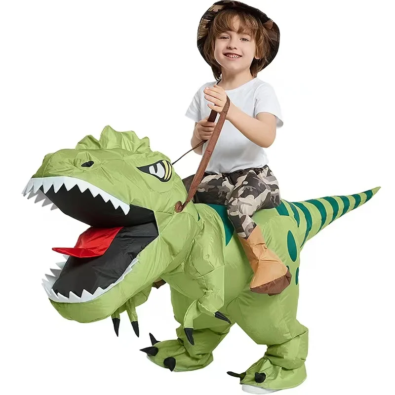 Green Inflatable Costume Dinosaur for Kids Adults Halloween Cosplay Carnival Festival Outfit Party Dress Up Costume T-rex Mascot