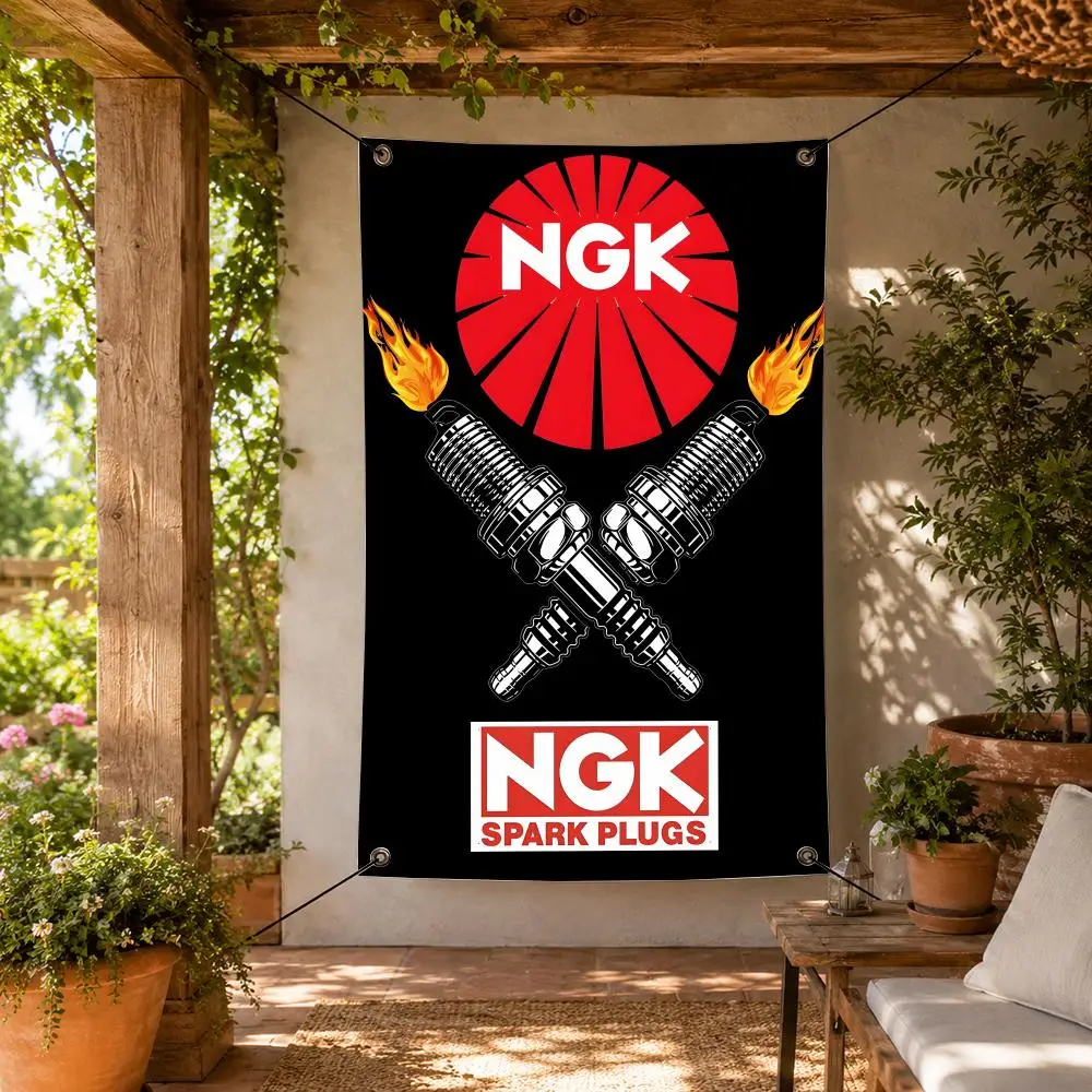 Automotive S-Spark Plugs NGK Flags Decorative Flag Banner for Indoor Outdoor Wall Garden Yard Porch Patio Home Party Decor