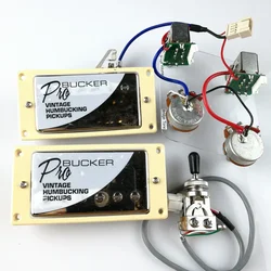 1 Set Nickel Standard ProBucker N and B Electric Guitar Humbucker Pickups with Pro Wiring Harness silver Cover