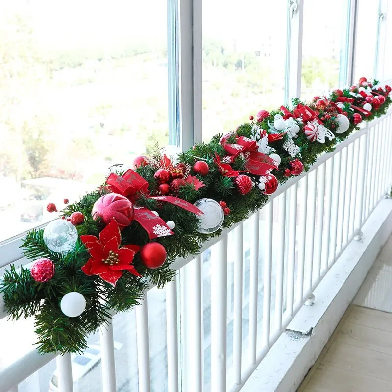 270Cm Christmas rattan wreath door hanging, Christmas decorations pendant door decoration shopping mall scene layout