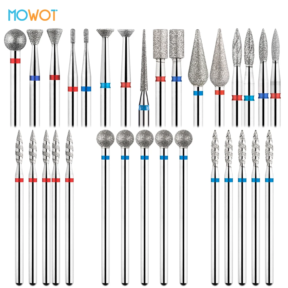 

MOWOT 5Pcs/set Nail Drill Bits Diamond Milling Cutter for Manicure Pedicure Cuticle Care Gel Polish Cleanup Sanding
