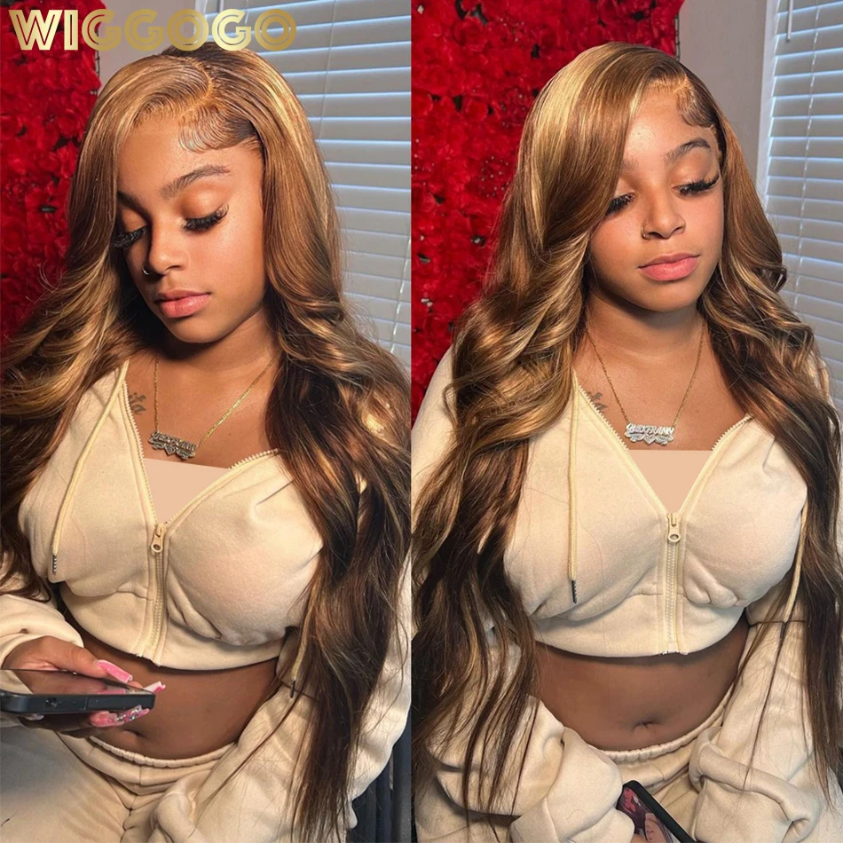 Wiggogo Highlight Wig Hd Lace Wig 13X6 Human Hair Body Wave 13X6 Hd Lace Frontal Wigs 13X4 Lace Front Human Hair Wig