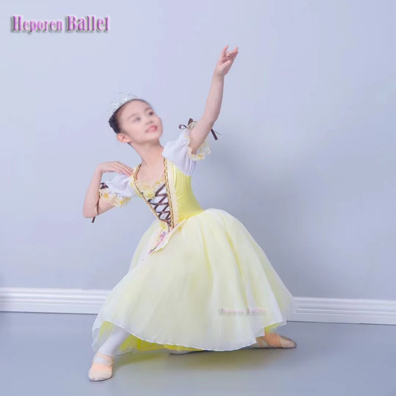 Customized Women And Girl Love Yellow Soft Giselle Ballet Dress Costume Nightgown,Coppelia Ballet Dresses Retail Whole Drop Ship