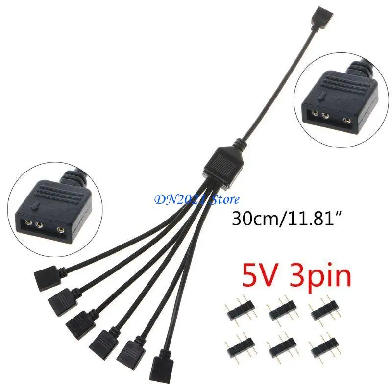 F3KE 5V 3Pin RGB Splitter Cable CPU Cooler Extension Cable Connector Adapter Cord Wire PC Fan Power Extension Cable Converter