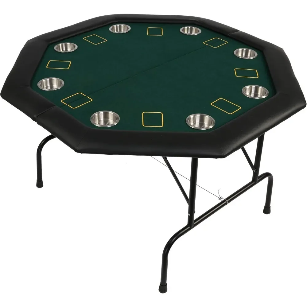 

Folding Poker Table, Texas Holdem Poker Table with Felt Poker Table Top and Stainless Steel Removable Cup Holder