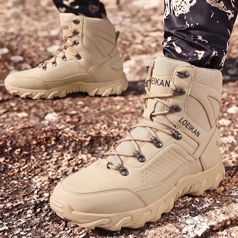 Herren High-Cut Knöchelhohe Freizeitstiefel mit Metallösen, Schnürung, Robustem Obermaterial und Dicker, Rutschfester Sohle für den täglichen Gebrauch und Stadtspaziergänge. – Detail 5