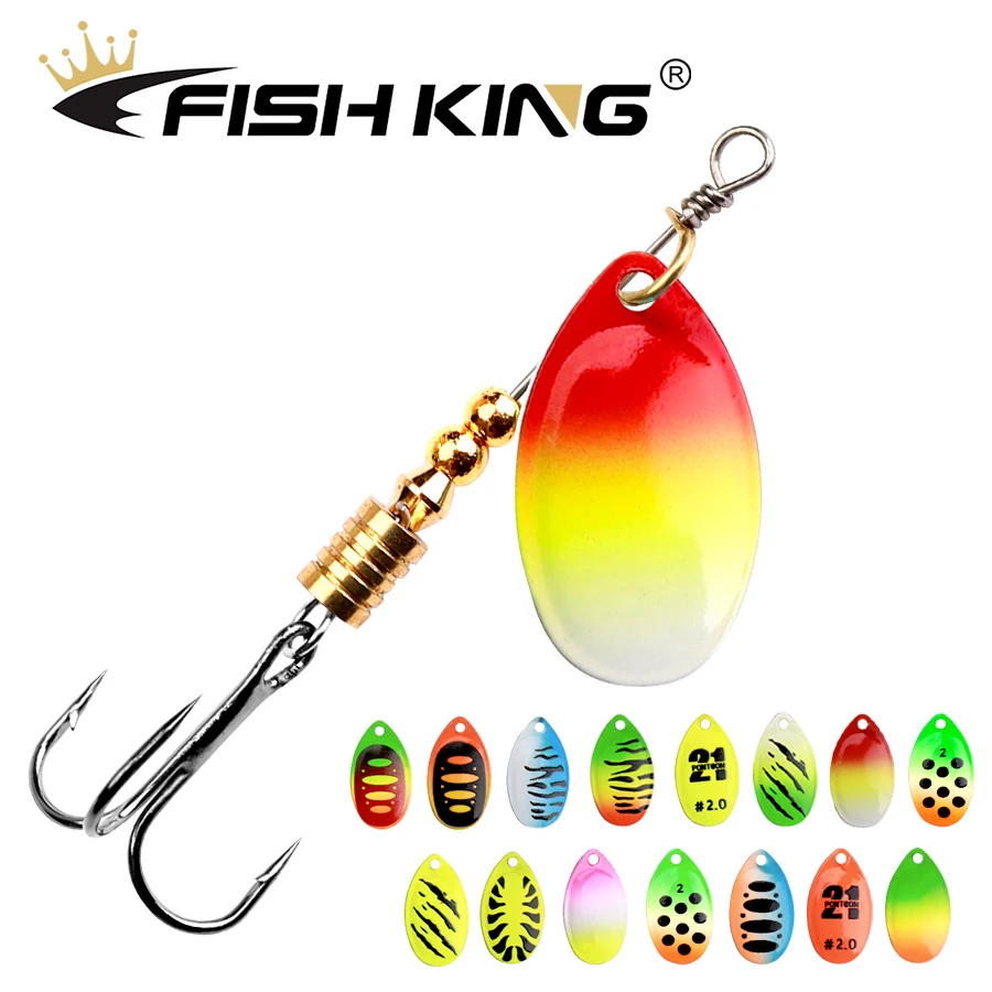 

FISH KING 1PCS 6.0CM 6.5CM Spinner Spoon Fishing Lure Spinner Bait Spoon Fishing Bass Lure With Treble Hook Tackle High Quality