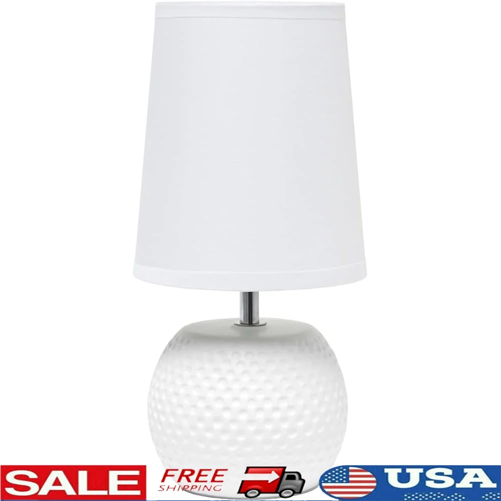 

Mini Ceramic Bedside Table Lamp with Textured Base Fabric Shade Gear Switch Perfect Living Room Bedroom Nursery College