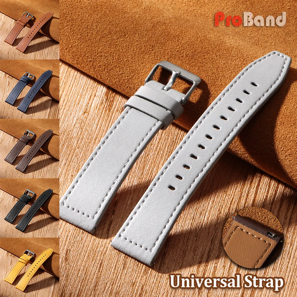 Smartwatch Watches For Women - Handmade Flat Leather Strap 20mm 22mm