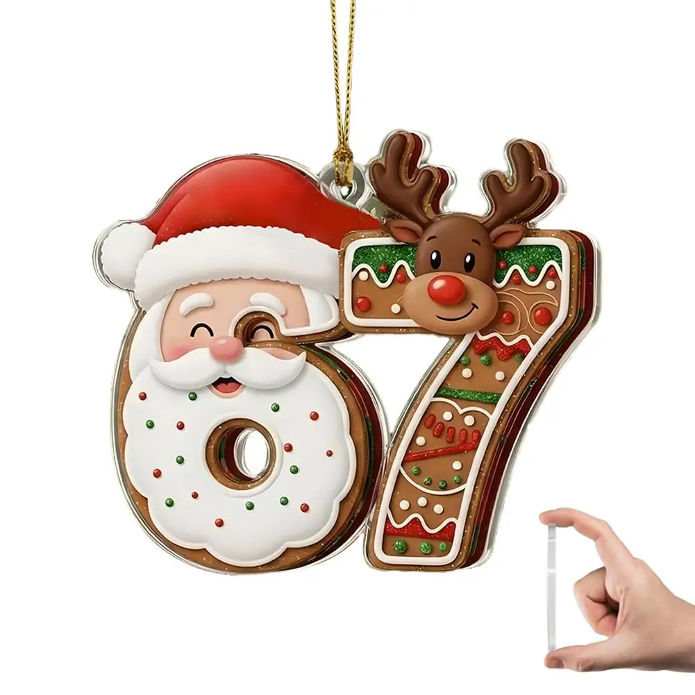 عيد الميلاد 67 الاكريليك زخرفة سانتا يقول ستة سبعة عيد الميلاد زخرفة 2025 2D الاكريليك مضحك 67 ميمي الحلي الجدة 6 7 ديكور
