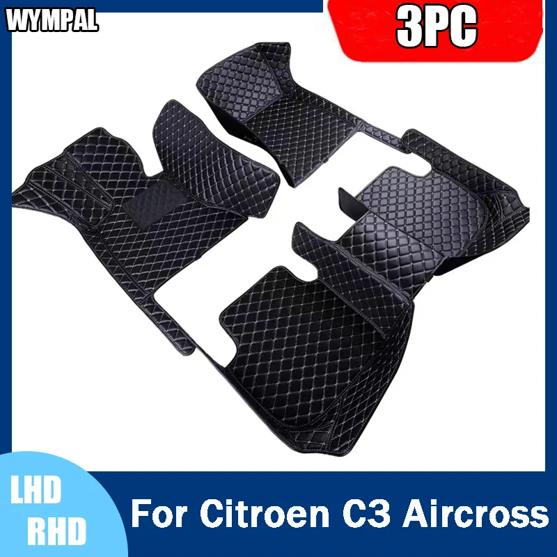 Car Floor Mats For Citroen C3 Aircross 2018 2019 2020 2021 Carpet for car Carpets Interior Parts Leather Mat Car Accessories