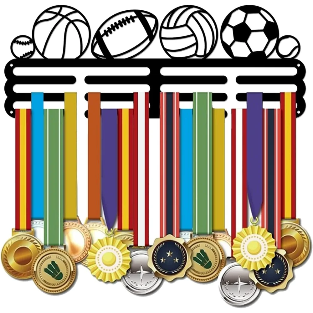 Balls Sports Medal Display Hanger Baseball Medal Holder Soccer Iron Medals Display Rack Basketball Wall Mounted Multiple Medal