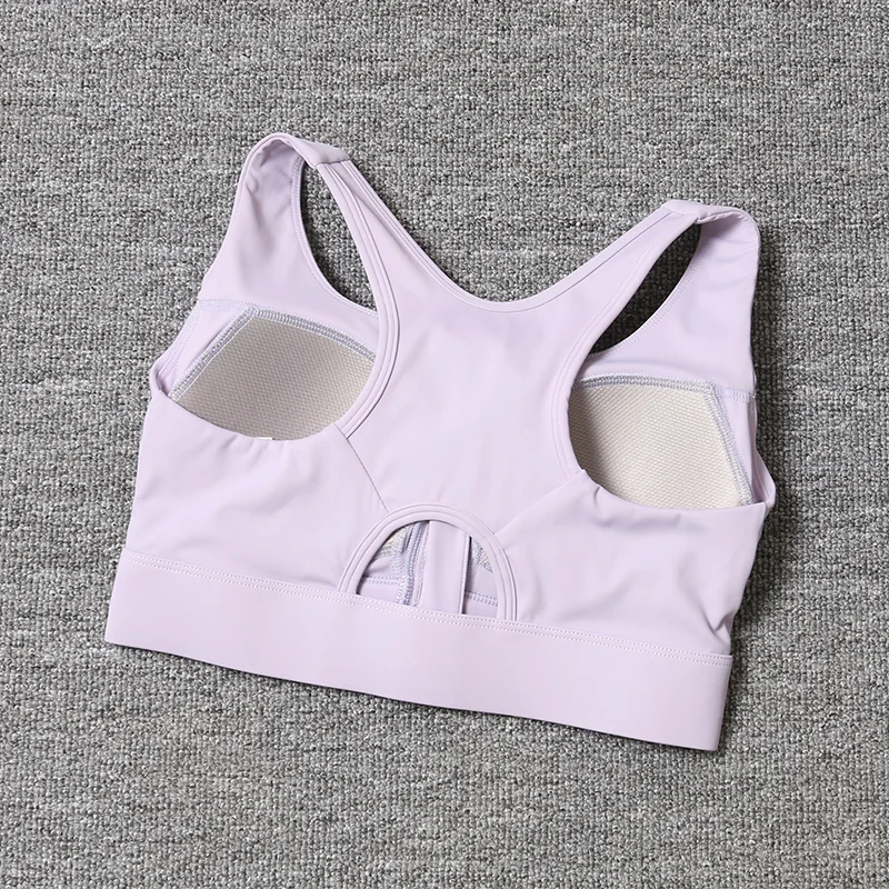 2026 New  Front Zipper Adjustment High Strength Shockproof Gathered Sexy Cross Back Workout Sports Bra For Women